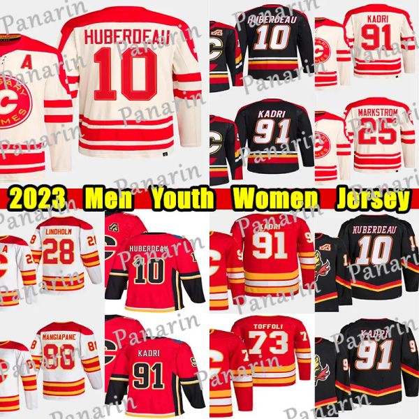 CUSTOM #10 Jonathan Huberdeau Hockey-Trikot Nazem Kadri Jacob Markstrom Elias Lindholm Andrew Mangiapane Mikael Backlund Jarome Iginla 2023