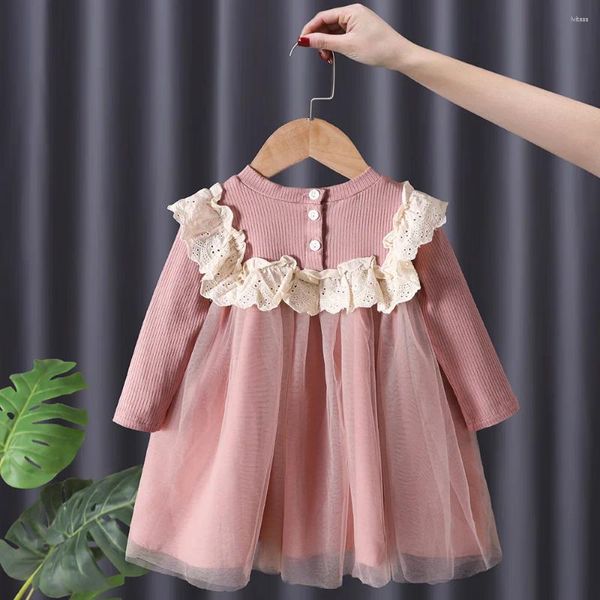 Vestidos de menina vestido de bebê primavera outono roupas de meninas crianças casuais algodão manga comprida roupas de criança 1-6 ano