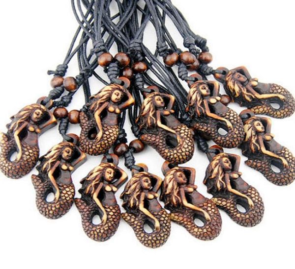 Modeschmuck Ganze 12PCS Nachahmung Knochen Meerjungfrau Anhänger Halskette Meerjungfrau Schuppen Fisch Halsband für Frauen Mädchen Party Schmuck G7932986