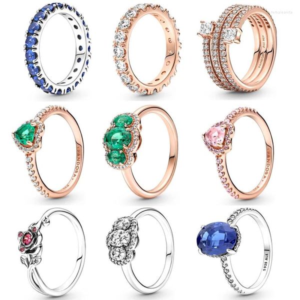Cluster-Ringe für Damen, passend für Original-Pando-Herstellung, 925er-Sterlingsilber, Ringe, DIY-Designer, personalisierte Charm-Ohrringe