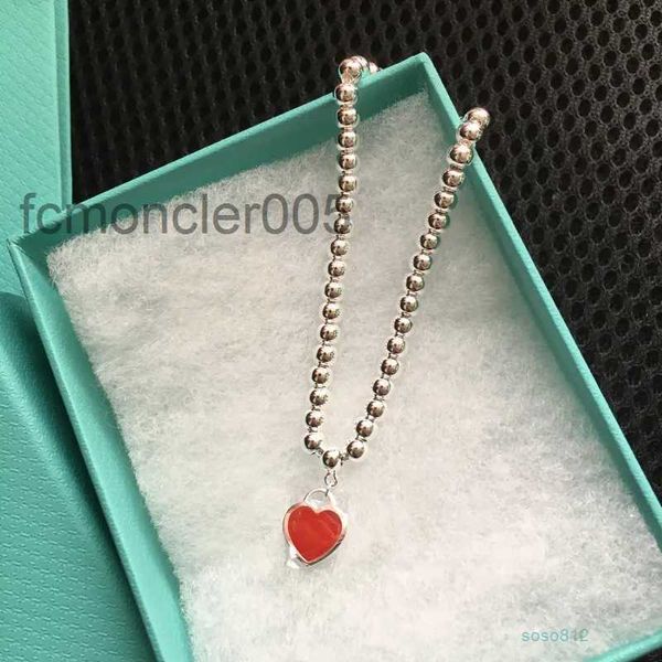 Jwdw Nuovi braccialetti di perline da donna di design Argento sterling 925 di alta qualità Rosso Rosa Blu Fascino a forma di cuore Gioielli di lusso per regalo per signora con scatola originale 3h36 XNLG