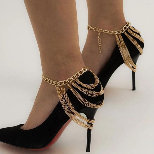 Fußkettchen Mode Multilayer -Kette High Heel Schuh einfach