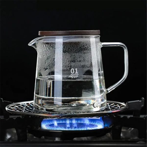 Potes de café 500ml / 300ml Servidor de café de vidro jarro de vidro resistente ao calor com tampa feita à mão grande bule multiuso jarros suporte de suco de leite 231214