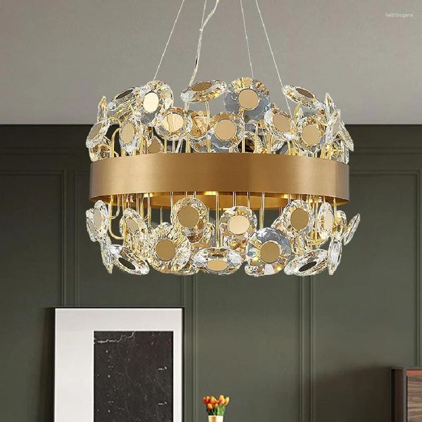 Lampadari LED Soggiorno moderno Cristallo di lusso Sala da pranzo Illuminazione Design in acciaio inossidabile