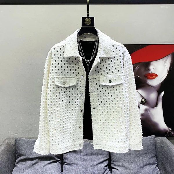 Jaquetas masculinas cor sólida lantejoulas decorar nicho design jaqueta de alta qualidade rua 2023 verão solto original elegante casaco 21f2276