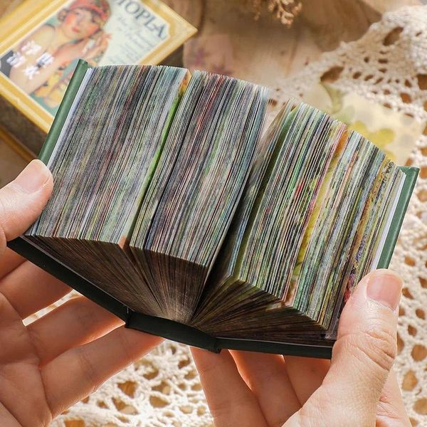 Folhas não repetidas mini bloco de notas retro diy diário planejador decorativo scrapbooking material papel livro papelaria