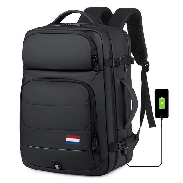 Sacos escolares Bandeira Nacional 40L Mochilas expansíveis Porta de carregamento USB 17 polegadas Bolsa para laptop à prova d'água SWISSMultifuncional Viagem de negócios 231215