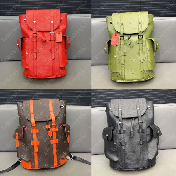 Mens Designer Mochila Luxo Big Book Bag CHRISTOPHER Travel Leather Back Pack Womens Fashion Casual School Bags Mochilas