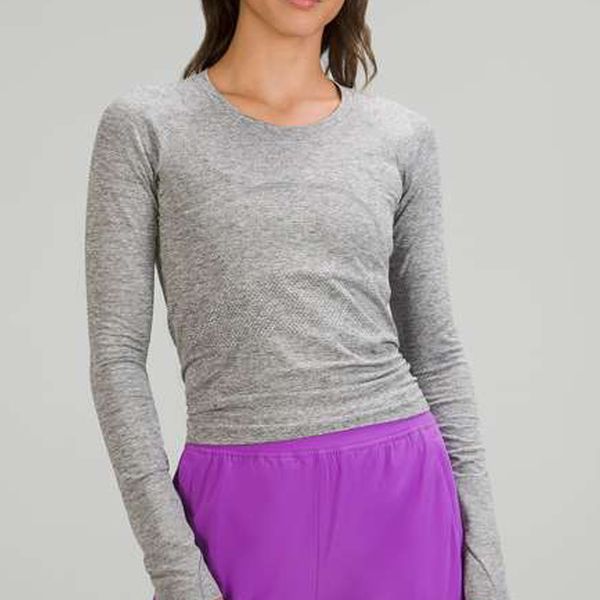 Женская футболка Lu-i для йоги с длинными рукавами, однотонная, телесного цвета, формирующая талию, быстросохнущая спортивная футболка, топы для бега, спортивная одежда с отверстием для большого пальца