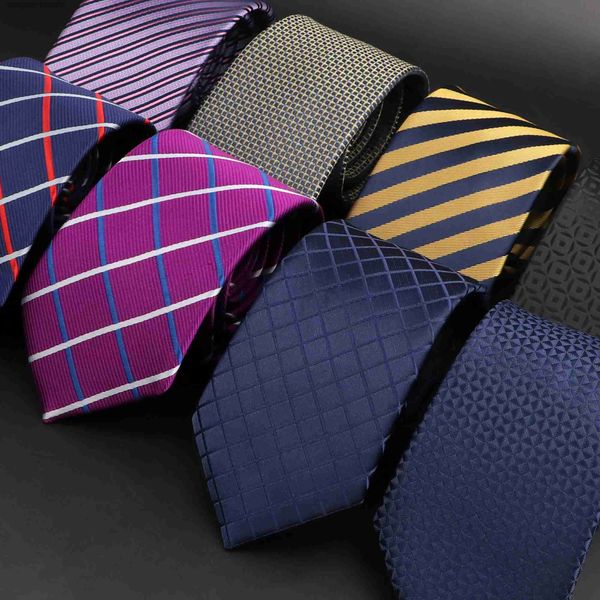 Cravatte da uomo Cravatta in poliestere jacquard blu viola a righe Dot 7 cm di larghezza Cravatte lussuose adatte per cene aziendali Cravatte per feste Accessori L231215