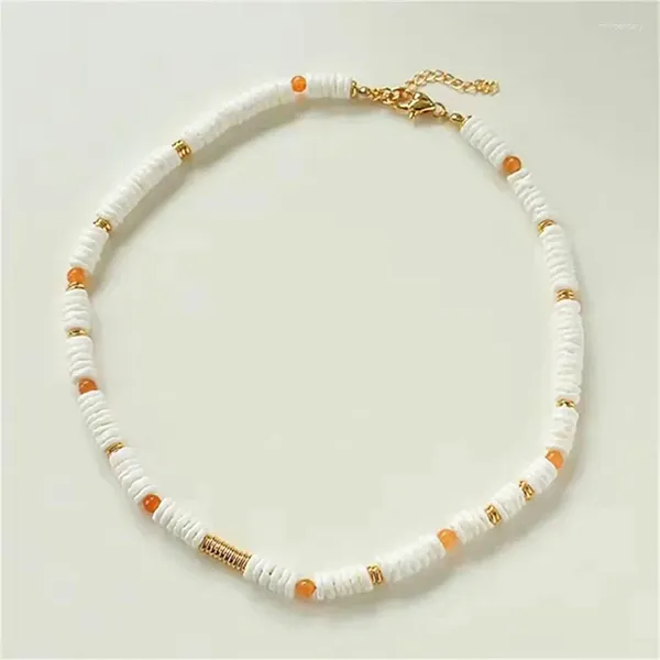 Цепочки, белое богемное ожерелье для серферов для женщин, летнее пляжное ожерелье из натуральной ракушки, бусины-абакусы, колье, ювелирное изделие, подарок