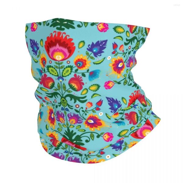 Berets polonês folk floral bandana pescoço mais quente das mulheres dos homens inverno esqui caminhadas cachecol gaiter polônia flores arte rosto capa