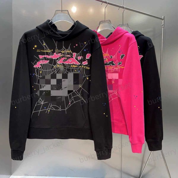 Felpa con cappuccio Spider Pink Sp5der Felpe con cappuccio Young Felpe Streetwear Thug 555555 Angel Hoody Uomo Tessuto pesante di alta qualità Spider Web Felpe Pullover