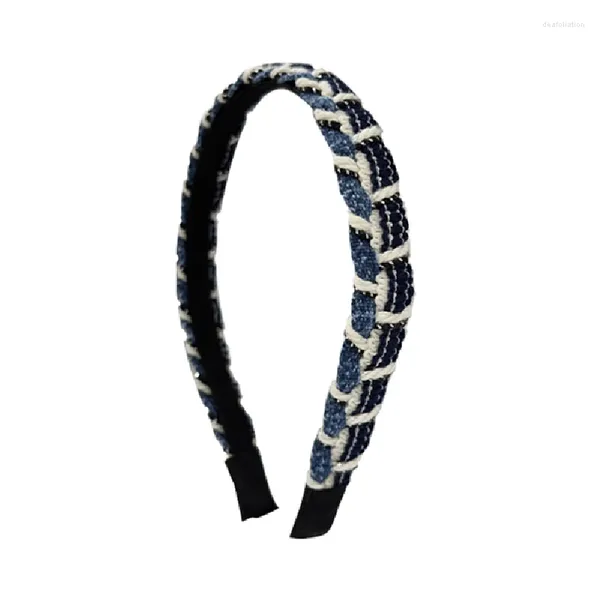 Retro denim azul costura tecelagem hairband moda cabelo hoop francês cartão-emissão feminina