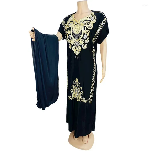 Roupas étnicas Mulheres Abaya Dubai Bordado Lenço Muçulmano Hijab Vestido Caftan Marocain Árabe Islâmico Quimono Robe Africano Dashiki Kaftan