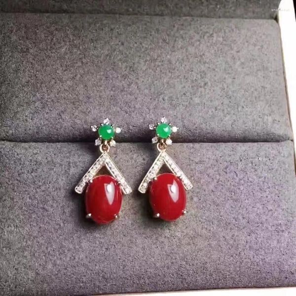 Orecchini a bottone KJJEAXCMY Boutique Jewelryar Argento sterling 925 intarsiato Corallo rosso naturale Modelli femminili Test di supporto