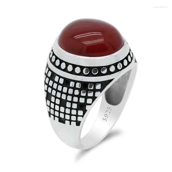 Cluster Anelli Nature Stone 925 Sterling Silver Uomo Vintage Coppia Anillo Hombre Gioielli Donna All'ingrosso Luxury Party Aneis