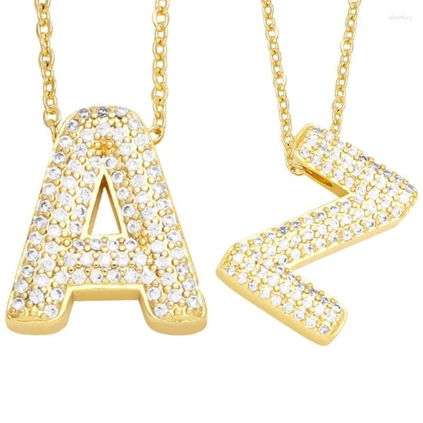 Colares Pingente Moda Iced Out 26 Letra Inicial Nome Da Família Colar Para Mulheres Menina Luxo Alfabeto Cobre Zircão Jóias