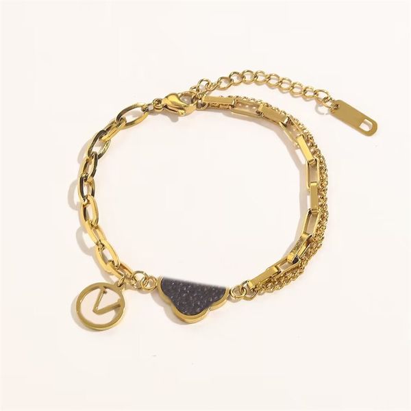 Designer pulseira mulheres carta flor charme pulseira cristal banhado a ouro corrente de aço inoxidável vintage mens pulseira na moda designer de jóias para mulheres zb089