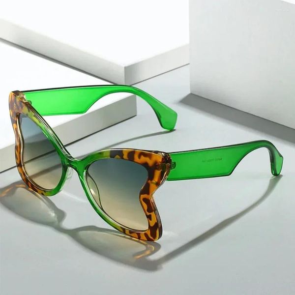 Sonnenbrille JNPCXI Übergroße Schmetterling Frauen Mode Farbverlauf Einzigartige Farbtöne UV400 Männer Trending Grüne Katzenauge Sonnenbrille