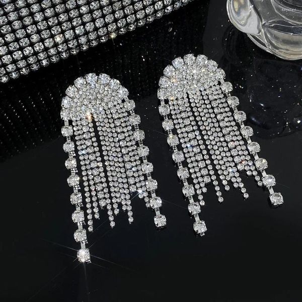 Dangle Ohrringe Freetry Luxus glänzend Signal Tassel für Frauen elegantes geometrisches Statement Hochzeit Schmuck