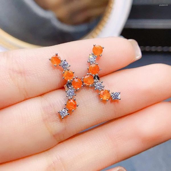 Brincos de pino 925 prata esterlina natural laranja opala orelha alpinista feminina trepadeira