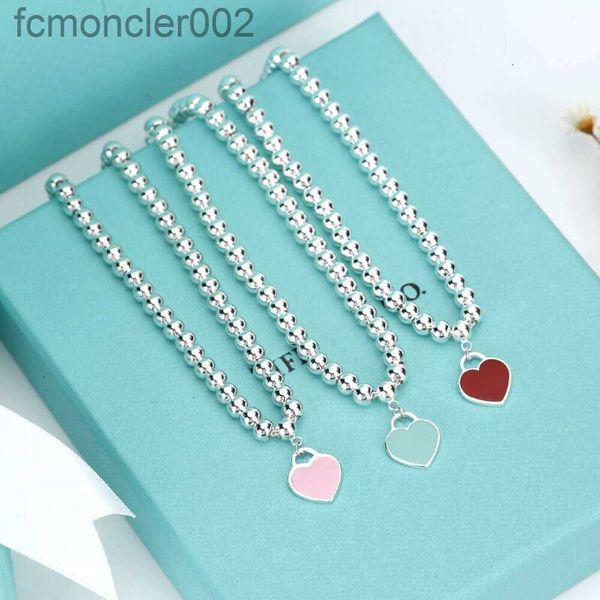 Armreif Herz 925 Sterling Silber Blaue Emaille Love T Kugelkette Rosa Anhänger Geschenk 6JMB 4228