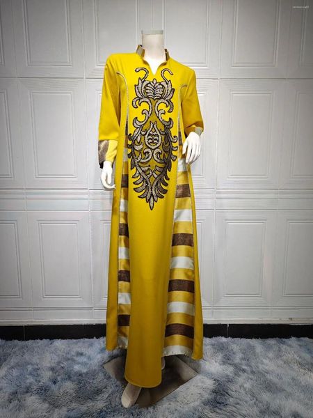 Roupas étnicas Médio Oriente Islâmico Luxo 2024 Arábia Saudita Dubai Vestido de Noite Muçulmano Estilo Moda Bead Bordado Robe