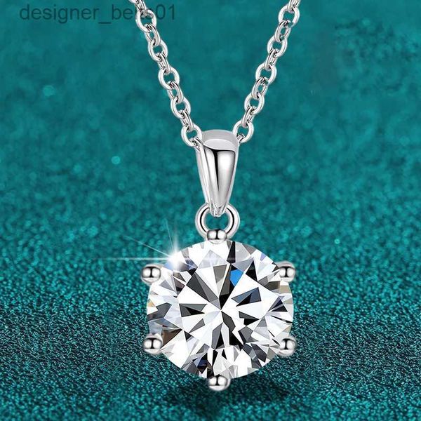 Colares de pingente 2ct 8mm moissanite colar para mulheres 925 prata esterlina com 18k banhado a ouro laboratório diamante pingente festa de casamento jóiasl231215