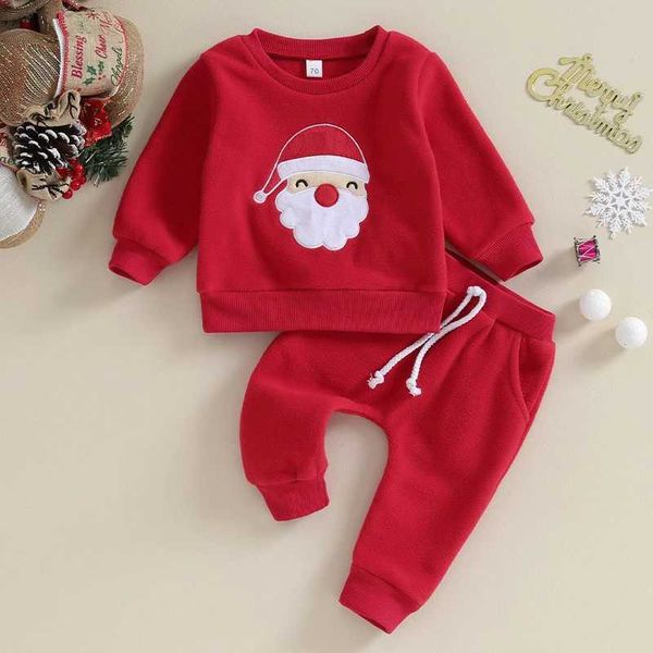 Kleidungssets ma baby 0–3 Jahre Weihnachten Neugeborenes Kleinkind Baby Mädchen Jungen Kleidungssets Weihnachtskostüme Outfits Santa Stickerei Top Hosen