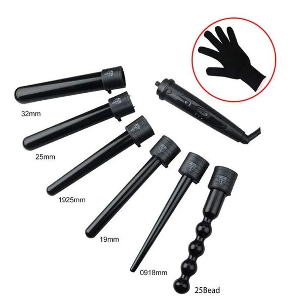Curling Irons 6 In1 Cabelo Encrespadores Cuidados Styling Iron Wand Intercambiável 3 Partes Clip Curler Set Styles Tool 231214