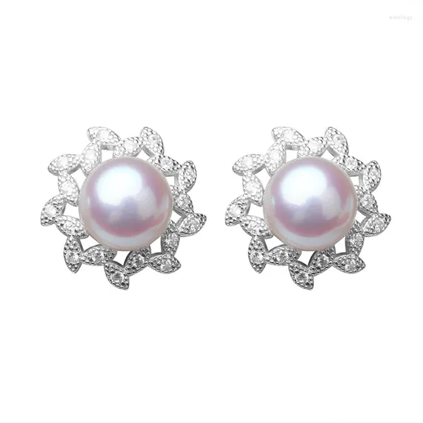 Orecchini a bottone 11-12 mm perla d'acqua dolce naturale classica S925 argento sterling autentico CAE66