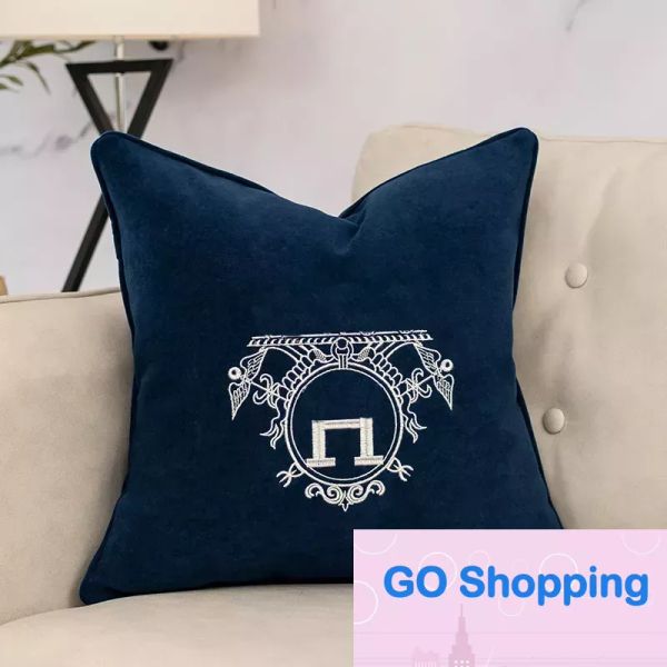 Cuscino per divano con lettera tutto abbinato Colore caldo Cuscino semplice Cuscini geometrici blu Fodera per schienale grigio alla moda Decorazioni per la casa Luckyshome