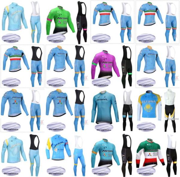 Maglia da ciclismo della squadra ASTANA Maglia da uomo in pile termico invernale a maniche lunghe Imposta abbigliamento da ciclismo Abbigliamento da bici da strada B618372466727