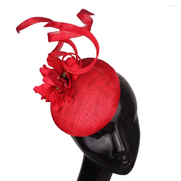 Hochwertiger 4-lagiger Sinamay-Kopfschmuck für Damen, schicker Fascinator-Hut, ausgefallene Blumen-Kopfbedeckung, Cocktail-Rennen-Haar-Accessoires
