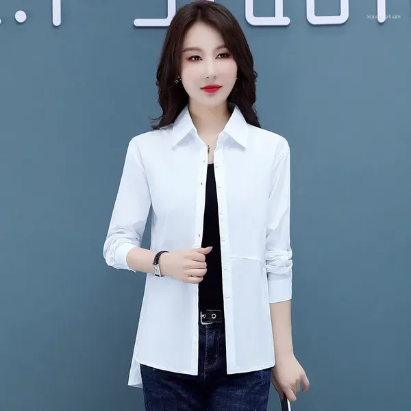 Frauen Blusen Koreanische Mode Hemd Langarm Bluse OL Weiß Frauen 2023 Herbst Weibliche Kleidung Lässige Basic-Frauen Tops