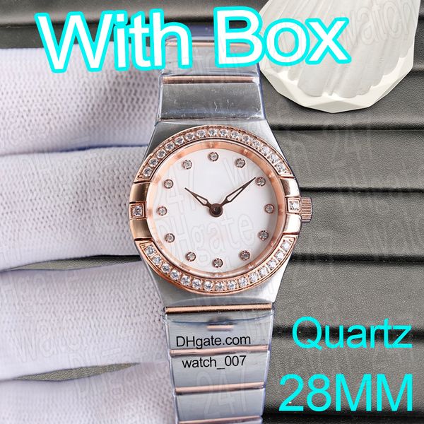 Modische Luxus-Designeruhr für Damen, 28 mm, Quarz-Diamantuhr, 316er-Edelstahlband, Saphir-Superklon, mit hochwertiger Box, TW Factory-Uhrenuhr, Montre de Luxe