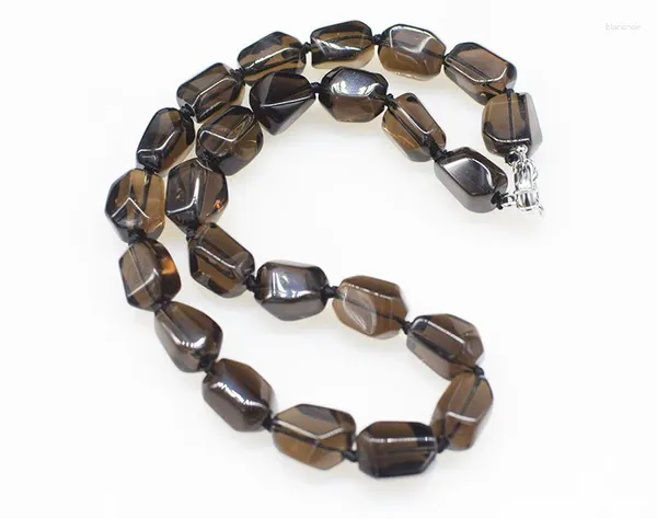 Pingentes Quartzo Fumado Barroco Facetado Colar 43cm FPPJ Nature Beads 12 16mm