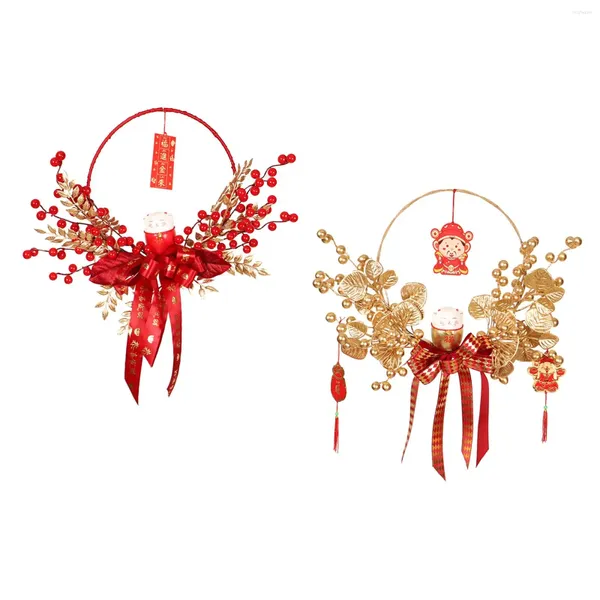 Fiori decorativi Decorazione dell'anno cinese Ghirlanda da appendere a parete in metallo artigianale per le vacanze