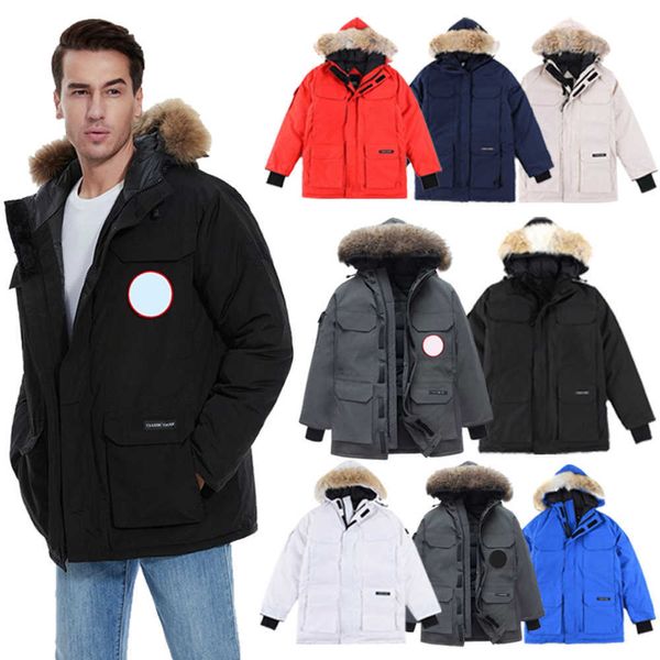 Parka da uomo in piumino Designer Parka di alta qualità Canada G01 Chilliwack G08 Expedition Cappotti da uomo Giacca da donna Giacche bianche Cappotto da donna in vera pelliccia di lupo con distintivo Xs-xxlfc08