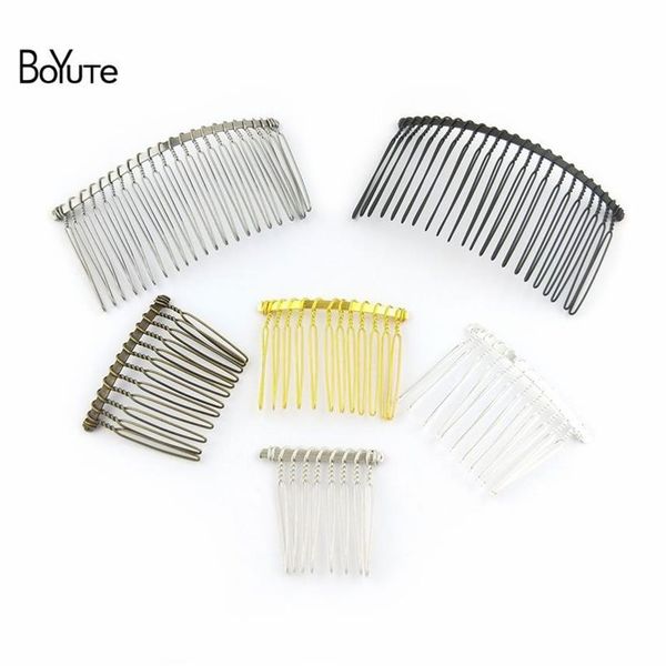 BoyuTe 10 peças vintage feito à mão faça você mesmo pente de fio de metal base de pente de cabelo 6 cores banhado feminino acessórios de joias de cabelo diy2348