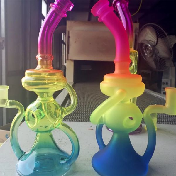 Rasta vidro bong reciclador dab rig plataforma de petróleo tubo de água de vidro 10 polegadas fab ovo inebriante borbulhador de vidro com tigela de 14mm 12 LL