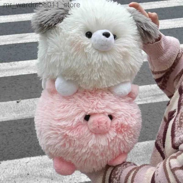 Plüschpuppen AIXINI Niedlicher langer Plüschball Schwein Hund Weiches gefülltes Plüschtier Umarmungskissen Kawaii Raumdekor Spielzeug Geburtstagsgeschenk für Kinder Q231215