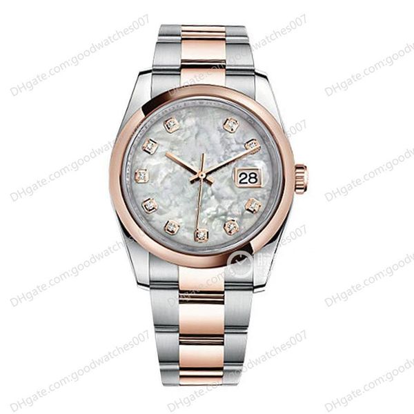 Высококачественные азиатские часы 2813 Спортивные автоматические механические женские наручные часы 116201 36 мм перламутровый циферблат Корпус из розового золота Fashio356y