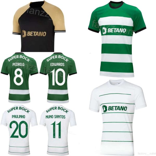 Uomini 23-24 Sporting Soccer CP Lisbona 10 Marcus Edwards Maglie club Team 47 Ricardo Esgaio 5 Hidemasa Morita 9 Viktor Gyokeres 8 Pedro Goncalves Kit di camicia da calcio