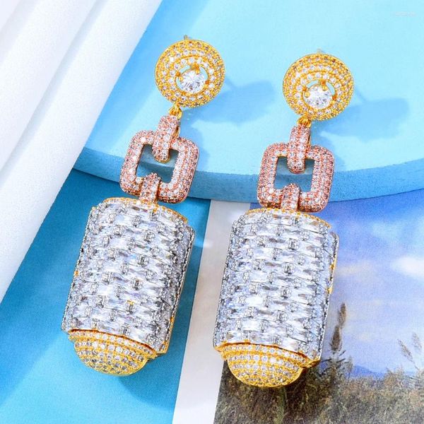 Dangle Küpeler Soramoore Lüks Rhinestones Silindir Kolye Küpe Kadınlar İçin Orijinal Boucle D'Oreille Femme 2023 Tam Avusturyalı Kristal