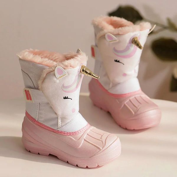 Stivali Ragazze Stivali da neve Unicorno Impermeabili antiscivolo Scarpe per il freddo Scarpe da ragazzo di marca per ragazze Stivali di gomma per bambini Scarpe da ginnastica di moda 231215