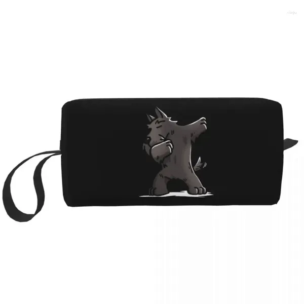 Borse per cosmetici Borsa per cani Scottish Terrier divertente tamponata Borsa per trucchi di grande capacità Scottie Lover Kawaii Custodia di bellezza Articoli da toeletta