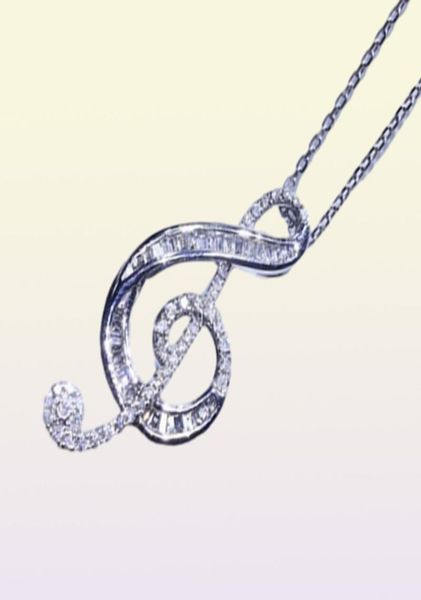 Nuovi gioielli di lusso in argento sterling 925 di alta qualità completo di topazio bianco CZ diamante amore nota pendente donne clavicola di nozze Nec4132906