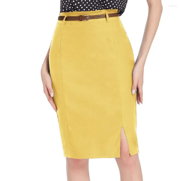 Röcke KK Damen Einfarbiger Gürtel verziert mit Hüften umwickelter, figurbetonter Bleistiftrock, kausale Slim-Fit-Shorts, Damenmode, Streetwear
